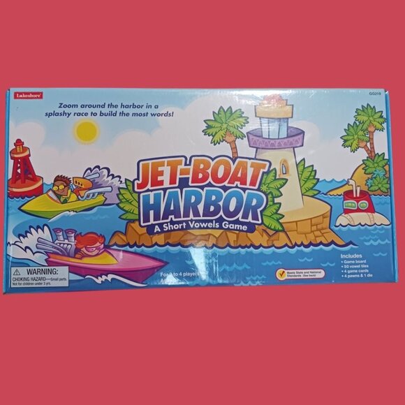 Lakeshore Jet-Boat Harbor A Short Vowels Game Ages 6+ 2-4 Players - Picture 1 of 5